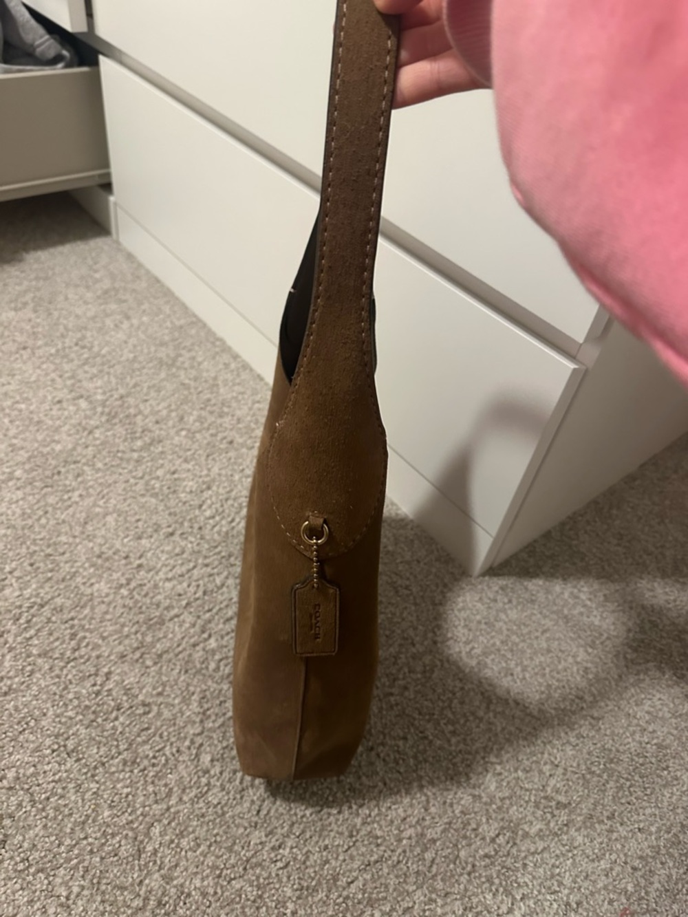 Coach Brown Suede Shoulder Bag - Picture 3 of 4